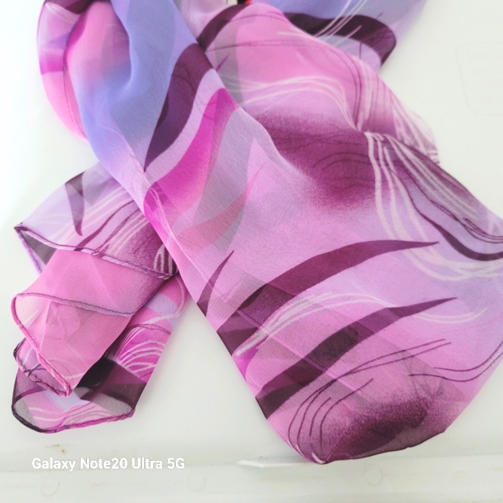 Ladies Scarf Purple Multi Color Swirl Sheer - Picture 4 of 4